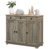 40" Storage Cabinet Sideboard, Large Kitchen Buffet Table with Multi Drawers & Adjustable Shelf, Distressed Gray