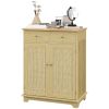 Kitchen Storage Cabinet, Sideboard Floor Cupboard with Solid Wood Top, Adjustable Shelf, and 2 Drawers, Natural
