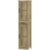 Farmhouse Linen Closet with Drawer, 67" Tall Bathroom Storage Cabinet with Barn Doors and Adjustable Shelves, Gray