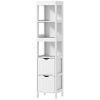 Narrow Bathroom Storage Cabinet, Bathroom Cabinet with 2 Drawers & 3 Open Shelves, Slim Bathroom Floor Cabinet, White