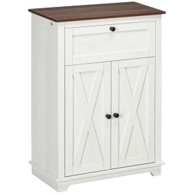 Farmhouse Sideboard Storage Cabinet, Doors and Drawer, for Kitchen, Living Room, 23.5"x11.75"x34.5", White