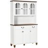 Kitchen Buffet with Hutch, Freestanding Pantry with 6 Doors, 2 Drawers and 3-Level Adjustable Shelves, White