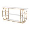 VEVOR Marble Console Table, 3 Tiers Modern Console Table for Open Storage, Golden Geometric Table with Iron Tubes