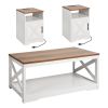 VEVOR 3 Pieces Farmhouse Coffee Table Sets, 40 in Industrial Coffee Table with 2 End Side Tables