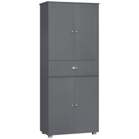 71 Freestanding Kitchen Pantry Cabinet Grey Large Storage 2 Double Door Cabinets 1 Drawer