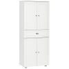 Kitchen Pantry Cabinet, Tall Kitchen Storage Cabinet, Freestanding Pantry with 2 Double Doors, Adjustable Hinge and Drawer for Kitchen, White