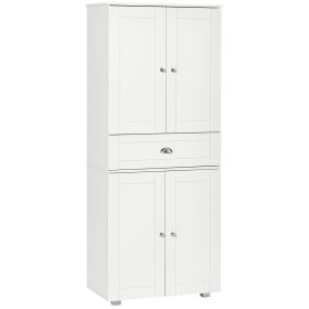 Kitchen Pantry Cabinet, Tall Kitchen Storage Cabinet, Freestanding Pantry with 2 Double Doors, Adjustable Hinge and Drawer for Kitchen, White