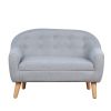 Kids Sofa Gray 2-Seat Comfortable Linen Fabric Wooden Frame Child Couch for Ages 3-6 Playroom Furniture