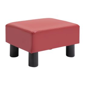 Ottoman Footrest Modern, Faux Leather, Rectangular with Foam Seat, Red - Ideal for Living Room