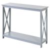 Entryway Console Table 2-Tier Sofa Table with Storage Shelf Modern Design Grey