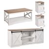 VEVOR 4 Pieces Farmhouse Coffee Table Sets, 40 in Coffee Table with 2 End Tables and 66 in TV Stand