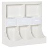 Freestanding Kids Cabinet, White Toy Storage Organizer with Drawers, Bookcase Display Shelf for Bedroom Wardrobe
