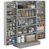 41" Kitchen Pantry Storage Modern 2-Door Cabinet with 5-Tier Shelving 12 Spice Racks Adjustable Shelves Gray