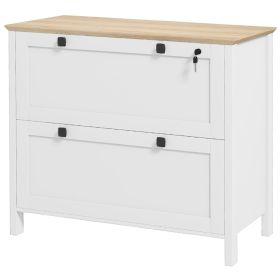 White Lateral File Cabinet 2 Drawer with Adjustable Hanging Bar for A4 Letter Legal Size