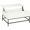 Lift Top Coffee Table Modern Hidden Storage Metal Legs Home Office White