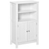Entryway Essential: White Freestanding Double Door Bathroom Floor Cabinet