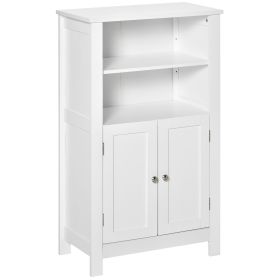 Entryway Essential: White Freestanding Double Door Bathroom Floor Cabinet