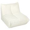 Floor Chair with Back Support, Teddy Fleece Sofa Chair with Channel Tufting, Meditation Chair for Bedroom, Cream White