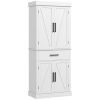 72" Kitchen Tall Cabinet, Freestanding Pantry Storage with Barn Doors & 5 Adjustable Shelves for Home, Dining Room, White