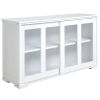 White Stackable Sideboard with Glass Door & Ample Storage for Modern Dining Room or Kitchen