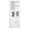 63" White Kitchen Hutch Cabinet 4-Door Pantry Storage Adjustable Shelf Dining Room Organizer