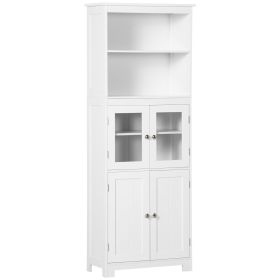 63" White Kitchen Hutch Cabinet 4-Door Pantry Storage Adjustable Shelf Dining Room Organizer