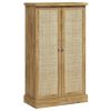 41" Kitchen Pantry Storage Cabinet, Rattan Kitchen Storage with 12 Door Shelves, 5-Tier Shelving and Adjustable Shelves, Natural