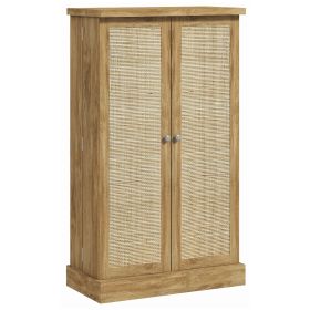 41" Kitchen Pantry Storage Cabinet, Rattan Kitchen Storage with 12 Door Shelves, 5-Tier Shelving and Adjustable Shelves, Natural
