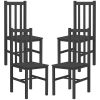 Farmhouse Dining Table Chairs Set of 4 Pine Wood Slat Back Black