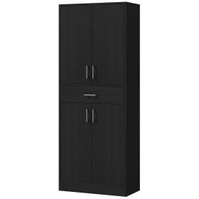 71" Kitchen Pantry Storage Cabinet with Drawer and Adjustable Shelf, Freestanding Tall Kitchen Pantry, Distressed Black