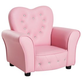 Pink Princess Toddler Sofa Chair Tufted Upholstered with Diamond Decor Luxury Couch for Kids