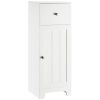 Small Bathroom Floor Storage Cabinet Free Standing Cupboard Organizer with 1 Drawer and Adjustable Shelf for Living Room, White
