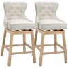 Elegant Bar Stools with Backs Set of 2 Nailhead Trim Curved Backrest Cream White