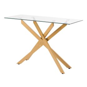 VEVOR Glass Coffee Table, Modern Rectangle Sofa Side Table with Tempered Glass Top & Iron Cross-Legs