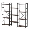 VEVOR Triple Metal Bookshelf, 11-Tier Industrial Bookshelf, Large Rustic Vintage Storage Bookcase with Open Shelves