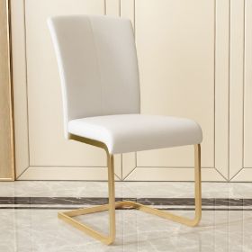 Set of 2 Modern Dining Chairs with PU Leather Upholstery White