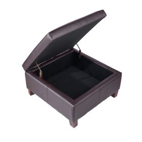 VEVOR 28 in Square Leather Ottoman with Storage, Upholstered Tufted Button Coffee Table Ottoman with Flip-Top Design