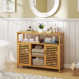 Bamboo Bathroom Cabinet with Shelves and Doors