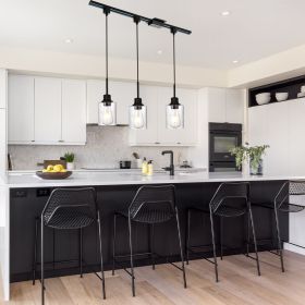 3-Lights H-Type Track Light, Dimmable Track Mount Pendant Lighting Fixtures with Seeded Glass Shade, (TRACK NOT INCLUDE)