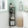 Durable 11.6"W x 11.6"D x 43.5"H 4-Shelf Freestanding Shelving Unit, Dark Brown Grain and Black