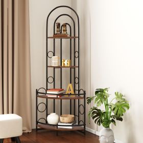 4 Tier Corner Bookshelf Modern Style Plant Stand with Metal Frame Space Saving Display Storage Rack for Living Room Bedroom Office Balcony Small Space
