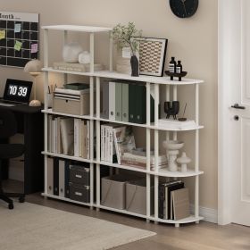 Turn-N-Tube 5-Tier Multipurpose Shelf Display Rack in White/White