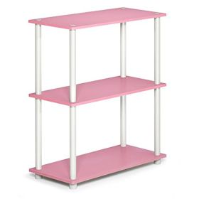 23.6"W x 11.6"D x 29.5"H 3-Shelf Decorative Shelves, Pink and White