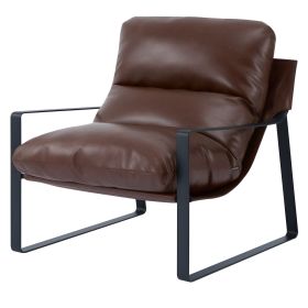 VEVOR Accent Chair, Modern PU Leather Armchair, Cozy Upholstered Chair, with Soft Foam Cushioning, Sturdy Metal Frame, and Detachable Cushion