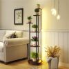 6-Tier Plant Stand with RGB Light Strip, Smart APP & Remote Control Plant Shelf for Home Decor-Rustic Brown