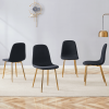 Luxury Simple Chair - Set of 4 BLACK Linen-Cotton Material High Resilience Dining Chair with Metal Golden Leg.Integral metal leg architecture