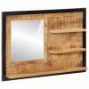 Bathroom Mirror Natural mango wood with clear mirror