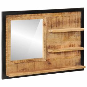 Bathroom Mirror Natural mango wood with clear mirror