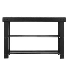 VEVOR Shoe Rack Bench, 3-Tier Bamboo Entryway Bench, Shoe Storage Organizer Holds Up to 286 lbs, 27.6 x 11.3 x 17.8 Inches, for Front Door, Hallway