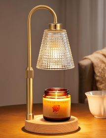 Wood Color& Clear Candle Warmer Lamp with Timer, Dimmable Candle Warmer for Jar Candles, Height Adjustable Wax Melts Warmer